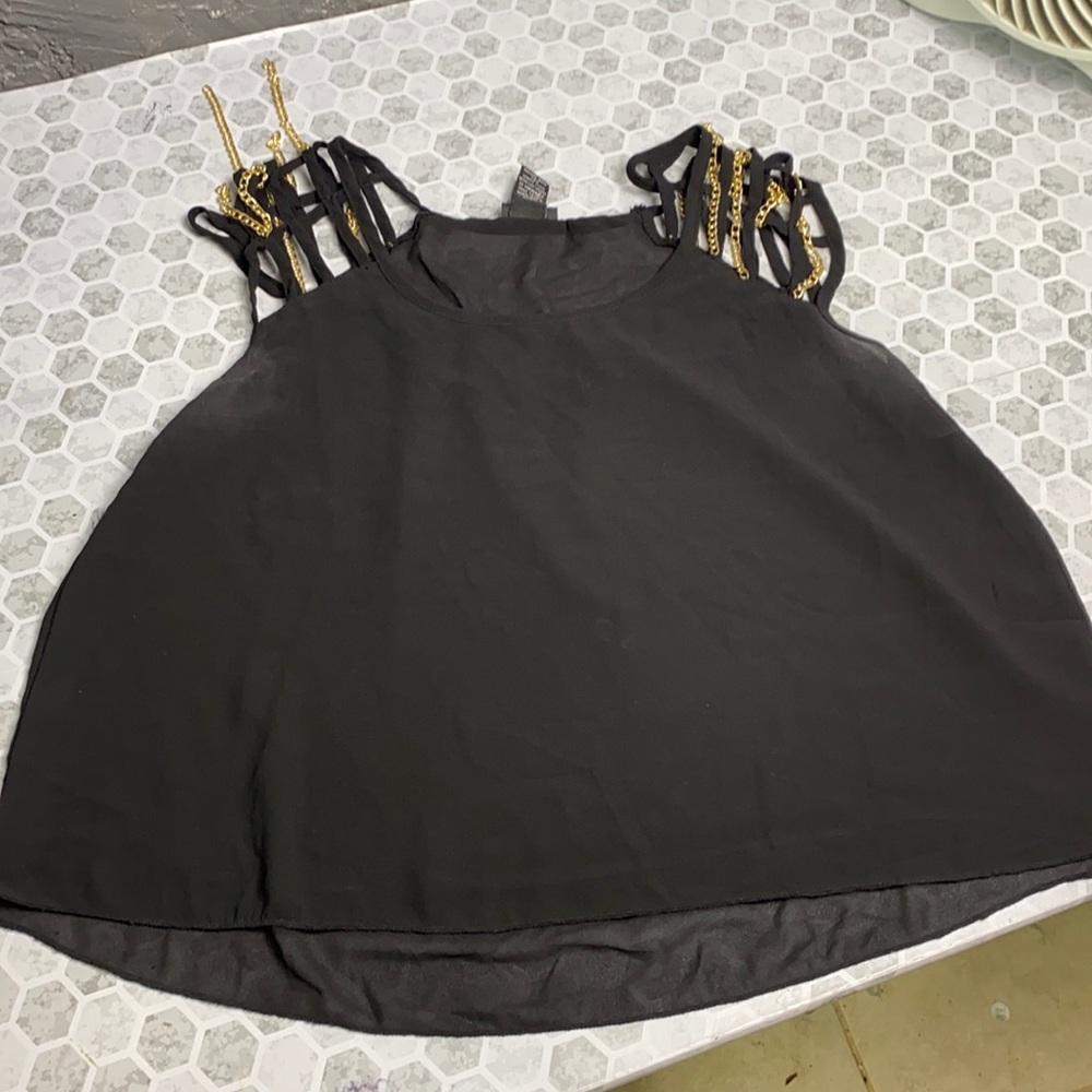 Rue 21 Large Black Caged Chain Blouse